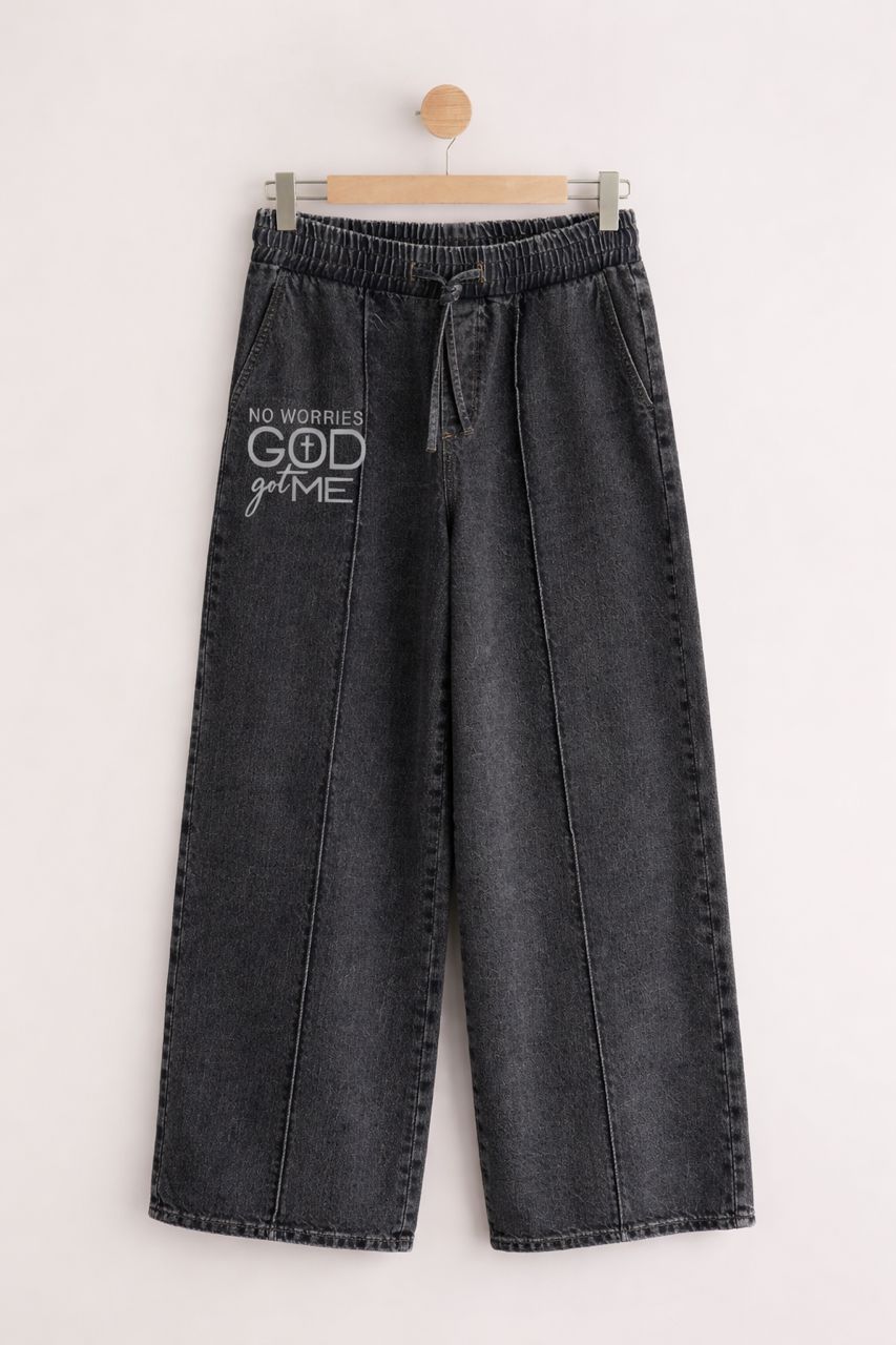 Faith Statement Wide-Leg Denim – "No Worries" & "El Roi" Editions