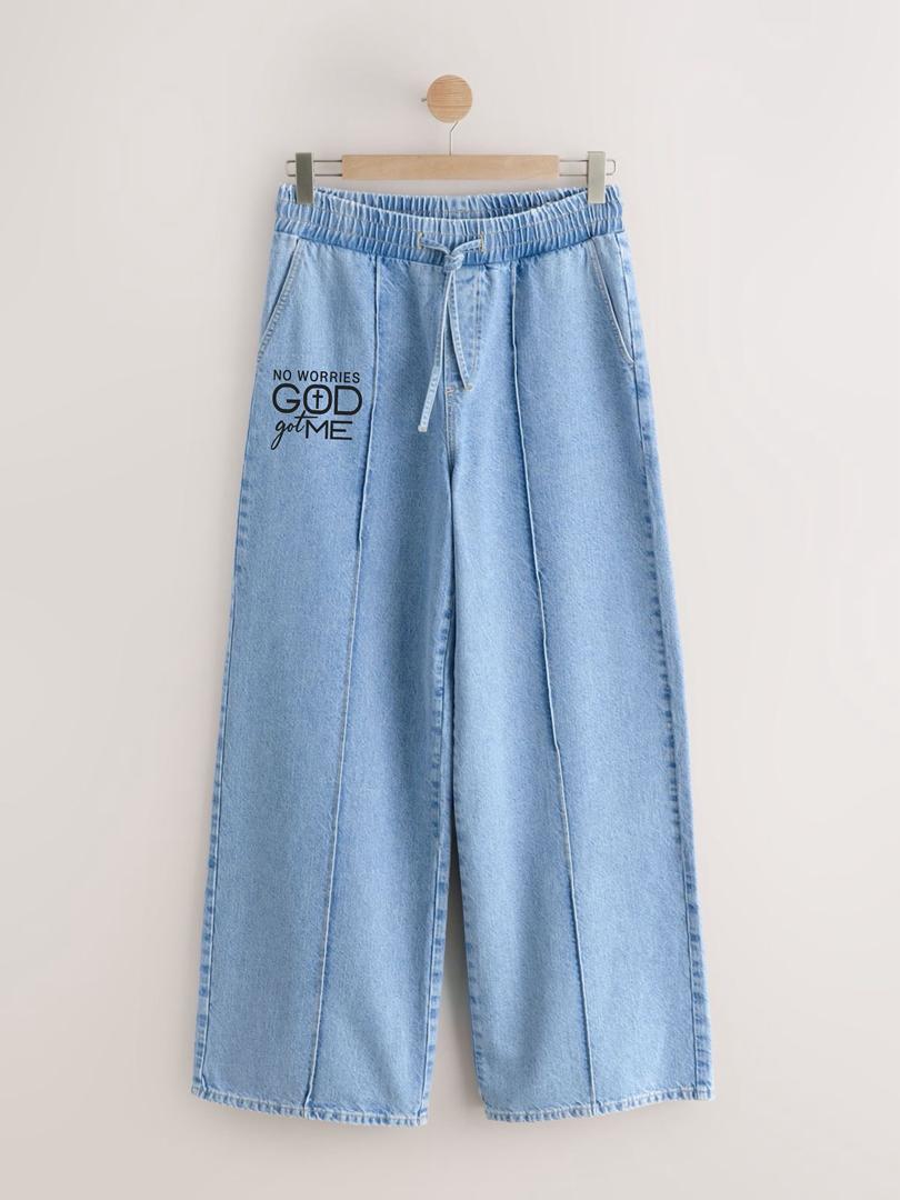 Faith Statement Wide-Leg Denim – "No Worries" & "El Roi" Editions