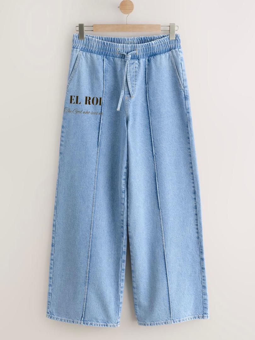 Faith Statement Wide-Leg Denim – "No Worries" & "El Roi" Editions