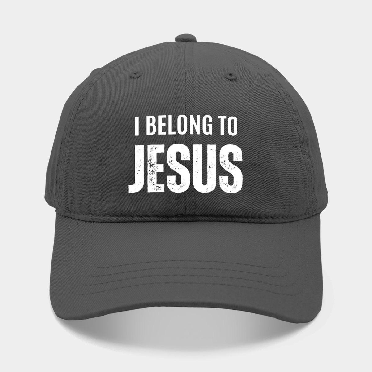 I Belong to Jesus" Distressed Dad Hat – Premium Embroidered Faith Cap in Charcoal Grey  Bold Ownership Statement